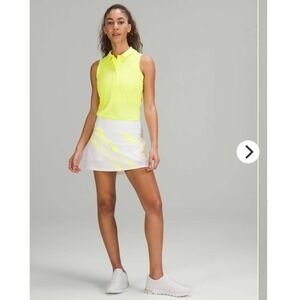 Lululemon Pace Rival MidRise Skirt Skort Long Cross Court Wash Electric Lemon 14